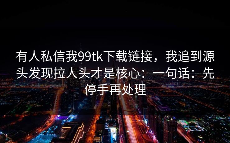 有人私信我99tk下载链接，我追到源头发现拉人头才是核心：一句话：先停手再处理