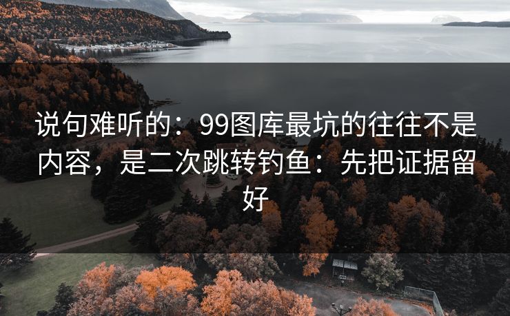 说句难听的：99图库最坑的往往不是内容，是二次跳转钓鱼：先把证据留好