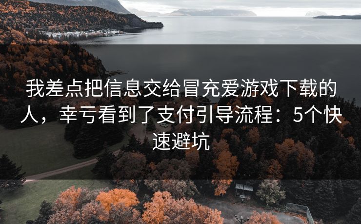 我差点把信息交给冒充爱游戏下载的人，幸亏看到了支付引导流程：5个快速避坑